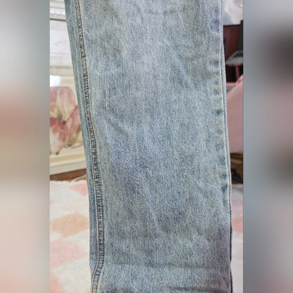 Princess Polly Asymmetrical Retro Y2K Blue Denim Wide Leg Jeans Sz 4 - Picture 8 of 8